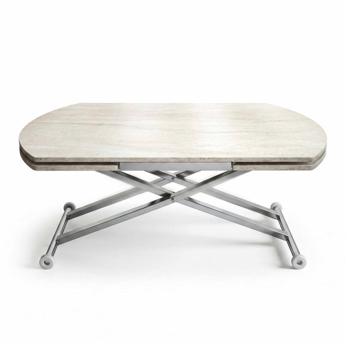 Hanah Home Mesa de Comedor Extensible Yan Yari Oval - Travertino, Cromo